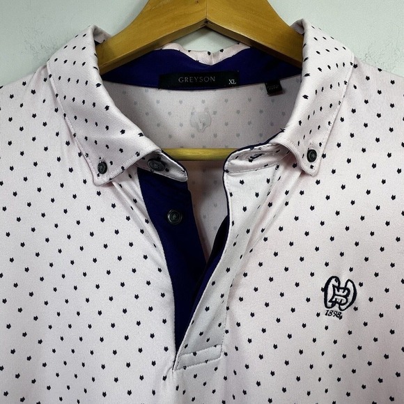 Greyson Golf Men's Icon Wolf Pink Short Sleeve Polo Shirt Size XL Mauve Mist - Picture 4 of 12